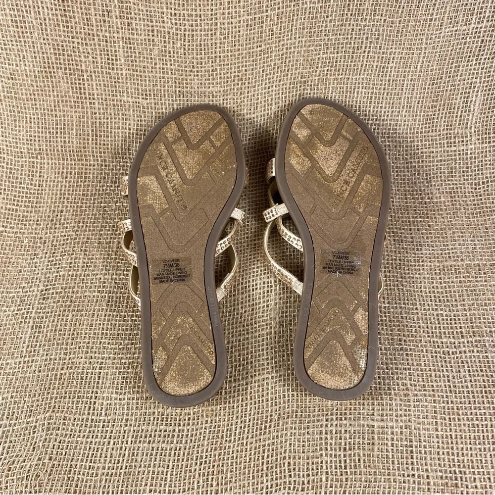 vince camuto sandals thong rose gold studded straps flip flops women sz 7.5 M - Picture 6 of 8